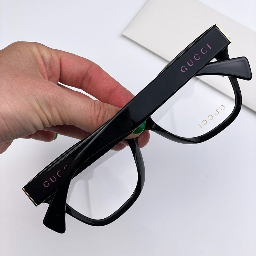 Gucci GG1133O 003 Eyeglasses Shiny Black Cat Eye Women LOGO - Picture 4 of 10